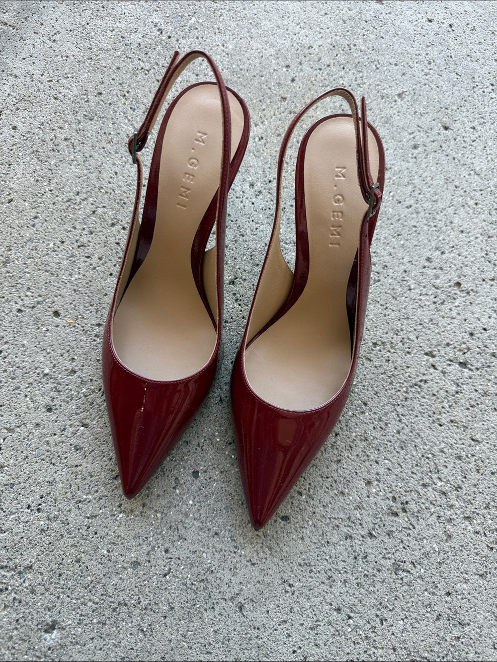 M. Gemi Wine Red Patent Slingback Pumps